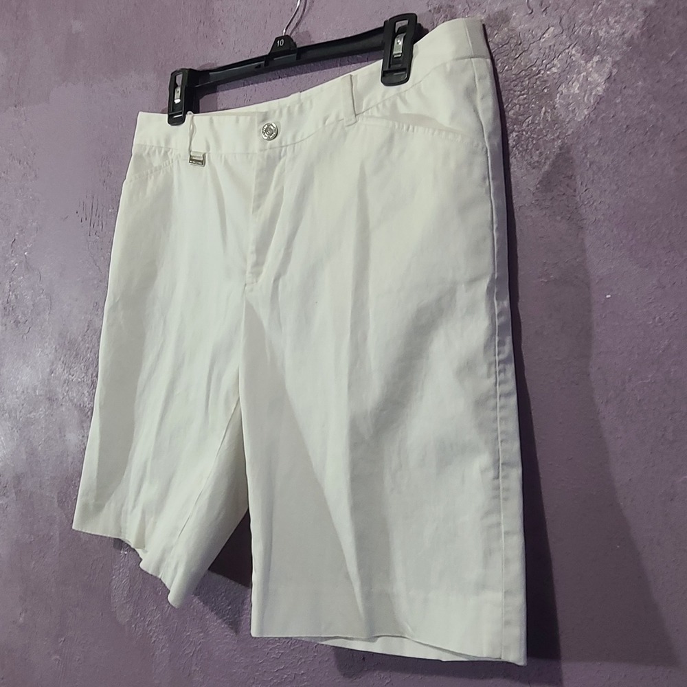Ralph Lauren Bermuda Golf Shorts Womens Size 12 White Mid Rise Cotton Stretch - Picture 4 of 8